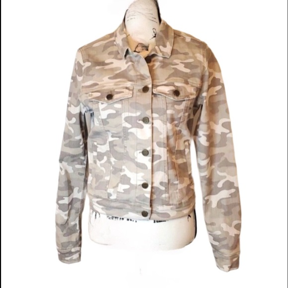 NWT SANCTUARY BEIGE CAMO KYLIE DENIM JACKET S - Picture 3 of 12